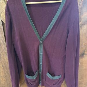 Esprit Burgundy and Green Cardigan